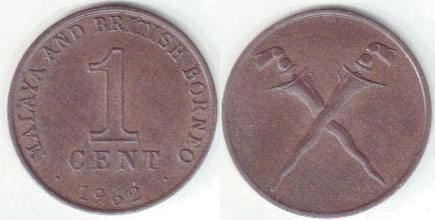 1962 Malaya & British Borneo 1 Cent (gEF) A004144